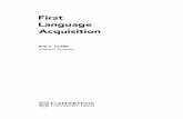 First Language Acquisition - The Library of Congresscatdir.loc.gov/catdir/samples/cam033/2002071574.pdf · viii /Contents Part Four. Process in Acquisition 383 15 SpecializationforLanguage
