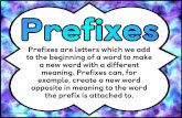 Newsletter1 - Instant Display Teaching Resources · 2015-08-06 · Prefixes Prefixes are letters which we add to the beginning of a word to make a new word with a different meaning.