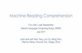 Machine Reading Comprehension - CCFtcci.ccf.org.cn/summit/2017/dlinfo/003.pdf · Machine Reading Comprehension Furu Wei, Lead Researcher Natural Language Computing Group, MSRA July
