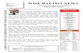WISE BAPTIST NEWS March 22, 2016.pdf · s. Rev. Mike Winters Pastor Leigh Clark Minister of Music & Youth Dr. Ray Jones, Jr. Pastor Emeritus WISE BAPTIST NEWS A PUBLICATION FOR MEMBERS