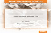 Work orientation checklist - TTK · Work orientation checklist . 2 Orientation completed tested ... † individual work task development, ... † working on site of client or other