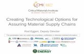 Creating Technological Options for Assuring Material ... - Critical... · Creating Technological Options for Assuring Material Supply Chains Rod Eggert, Deputy Director ... Extraction
