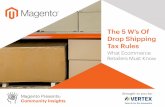 The 5 W’s Of Drop Shipping Tax Rules - Magento · The 5 W’s Of Drop Shipping Tax Rules / 4 In addition, many drop shippers aren’t equipped to bill the customer separately for