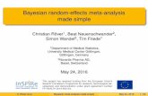 Bayesian random-effects meta-analysis made simple · Overview Meta analysis example the random-effects model the Bayesian approach the bayesmetapackage parameter estimation prediction