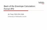 Back of the Envelope Calculation: Ferrari IPOpwsclub.com/wp-content/uploads/2015/10/Ferrari-Presentation.pdf · Back of the Envelope Calculation: Ferrari IPO Jiri Tresl, PhD CFA CAIA