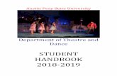STUDENT HANDBOOK 2018-2019 - apsu.eduapsu.edu/theatre-dance/pdfs/handbook18_19.pdf · 8/27/2018 · Dance STUDENT HANDBOOK 2018-2019 . TABLE OF CONTENTS Faculty and Staff Contact