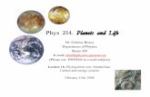 Phys 214. Planets and Life - Engineering physicsphys214/Lecture16.pdf · Phys 214. Planets and Life Dr. Cristina Buzea Department of Physics Room 259 E-mail: cristi@physics.queensu.ca