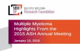 Multiple Myeloma Highlights From the 2015 ASH … · Multiple Myeloma Highlights From the 2015 ASH Annual Meeting January 13, 2016