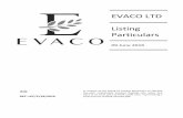 EVACO LTD Listing Particulars - Stock Exchange of … · EVACO LTD Listing Particulars 09 June 2016 ISIN: REF: LEC/P/18/2016 In respect of the listing by private placement of 169,050