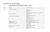 UNIVERSITY OF HELSINKI ERASMUS PARTNERS 2016 - 2017 · UNIVERSITY OF HELSINKI ERASMUS PARTNERS 2016 - 2017 ... Université de Nantes Faculty of Law Department of Geosciences and Geography