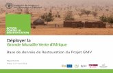 Base de donnée de Restauration du Projet GMV-FAO · Déployer la Grande Muraille Verte d’Afrique Base de donnée de Restauration du Projet GMV Régis Oubida Dakar | 2-7 mai 2016