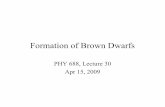 Formation of Brown Dwarfs - Stony Brook University · Apr 15, 2009 PHY 688, Lecture 30 19 Stars and Brown Dwarfs Are Homogeneously Mixed • e.g., Taurus molecular cloud – nearest