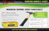 MARCH/APRIL 2017 Specialscpfilestorage.com/fehr/Fehr-Green-Sheet-GDD.pdf · Knowledge that will keep you on the Way! 895 Kings Highway Saugerties, NY 12477 Green Sheet #107 since