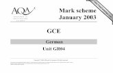 German Unit GR04 - Papacambridge · AO1 Response to spoken language 5 40 AO2 Response to written language 7.5 60 AO3 Knowledge of grammar 5 40 TOTAL 17.5 140 The marks will be allocated