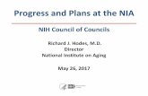 Richard J. Hodes, M.D. Director National Institute on ... · Progress and Plans at the NIA Richard J. Hodes, M.D. Director. National Institute on Aging. May 26, 2017. NIH Council