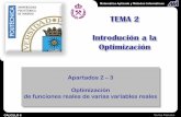 TEMA 2 Introdución a la Optimización - Proyecto …proyectomentor-upm.wdfiles.com/local--files/apuntes-1/T2_A2_A3... · Carlos Paredes Ejercicios propuestos CALCULO II TEMA 2 INTRODUCCION