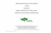 RECOGNITION CRITERIA FOR HACCP IMPLEMENTATION … · revisedhaccpcriteria.doc Page 1 of 20 RECOGNITION CRITERIA FOR HACCP IMPLEMENTATION AND CERTIFICATION AGENCIES Agricultural and