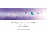 White Lighting (Illumination) with LEDs - UVapedro/optoele/LEDs/RumpSessionIII.pdf · Up to 5 W input power ... 610 Three color triangle Blue LED YAG Phosphor Blue LED + phosphor