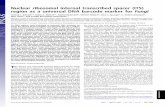 Nuclear ribosomal internal transcribed spacer (ITS) … · netic use was shown in studies of Basidiomycota, zygomycota, Microsporidia (33–36), and some protists (37). RPB1 primers