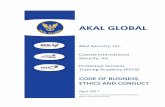 AKAL GLOBAL · AKAL GLOBAL Akal Security, Inc. Coastal International Security, Inc. Protective Services Training Academy (PSTA) CODE OF BUSINESS ETHICS AND CONDUCT