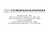 MANUAL DE PROCEDIMIENTOS DE LA SECRETARIA GENERAL terminadochignahuapan.gob.mx/wp-content/uploads/2017/04/Manual-de... · El presente Manual de Procedimientos es un instrumento de