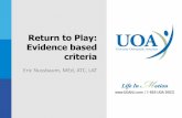 Return to Play: Evidence based criteria - NJ … · Return to Play: Evidence based criteria Eric Nussbaum, MEd, ATC, LAT . I have no disclosures . ... •ACL injury decreased likelihood
