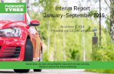 Interim Report January September 2016 · Interim Report January – September 2016. November 1, 2016 President and CEO Ari Lehtoranta. Market share, net sales and profitability improved