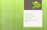 Toulmin Argument Model · About the Toulmin Model Created by a British philosopher, Stephen Toulmin Most people don’t use formal (classical) logic; their reasoning is unstructured