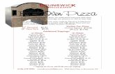 Brick Oven Pizza - brunswickbbq.com · Brick Oven Pizza 12" Personal $5.95 18" New York $9.95 Sicilian Pan Pizza 12 Cut Square $10.95 24 Cut $17.95 Additional Toppings: