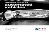 Discussion paper Regulatory options for automated vehicles40D7700F-7BDC-EFE7-65FD-844E76CC789E).pdf · Options 112 Conclusion 115 Chapter 13: Timing of reforms 116 ... • summarises