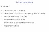 Lecture 1: Basic terms and rules in mathematics · Content: - derivatives – introduction - derivatives, basic examples (using the definition) - non-differentiable functions - basic