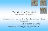 Tendinitis Bicipital curso de extremidad superior - Inicio · • Se piensa que la tenosinovitis es la causa del dolor ... • Dolor tiende a disminuir con el reposo y aumentar con