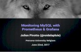 Monitoring MySQL with Prometheus & Grafana - Percona · Monitoring MySQL with Prometheus & Grafana Julien Pivotto (@roidelapluie) Percona University Belgium June 22nd, 2017