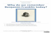Benjamin Franklin Why do we remember Benjamin Franklin … · a) American colonies (Benjamin Franklin and Thomas Jefferson) SS1CG1 – Describe how the historical figures in SS1H1a