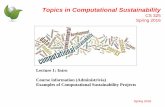 Topics in Computational Sustainability - Stanford Universityermon/cs325/slides/lecture1-S16.pdf · Topics in Computational Sustainability CS 325 Spring 2016 Lecture 1: Intro Course