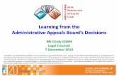 Learning from the - PCPD · Learning from the Administrative Appeals Board’s Decisions Ms Cindy CHAN Legal Counsel 7 December 2016 Disclaimer: The information provided in this PowerPoint