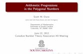 Arithmetic Progressions in the Polygonal Numberspeople.math.sc.edu/dunnsm/presentations/Polygonal Numbers - CNTA... · Arithmetic Progressions in the Polygonal Numbers Scott M. Dunn