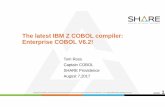 The latest IBM Z COBOL compiler: Enterprise COBOL V6.2! · COBOL V6.2 ? What else does it have? • New and changed COBOL statements, such as the new JSON PARSE statement • Support