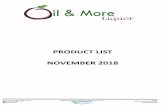 PRODUCT LIST NOVEMBER 2018 - oilandmore.co.za · Or WHATSAPP: +27 81 405 5665 Prices will be quoted upon request. Prices exclude VAT @ 15%. Quoted prices remain valid for 7days. ITEM