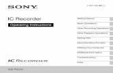 IC Recorder - Sony eSupport - Manuals & Specs - Select a Model · IC Recorder Operating Instructions ... Application software, Dragon NaturallySpeaking ... G N PLAY/STOP†ENTER*1