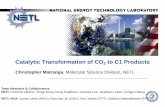 Catalytic Transformation of CO to C1 Products Library/events/2013/carbon storage/2... · Catalytic Transformation of CO 2 to C1 Products ... NETL-RUA: James Lewis (WVU), Ronchao Jin