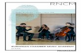 EUROPEAN CHAMBER MUSIC ACADEMY - ecma-music.com Full AW.pdf · Sacconi and Benyounes String Quartets. These performances have taken him across the world to venues including the Lincoln