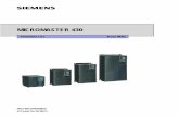 MICROMASTER 430 - Siemens · MICROMASTER 430 Parameter List Issue 08/02 User Documentation 6SE6400-5AF00-0BP0. Getting Started Guide Is for quick commissioning with SDP and BOP-2.