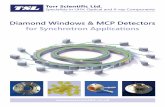 Diamond Windows & MCP Detectors for Synchrotron Applicationstorrscientific.co.uk/wp-content/uploads/2016/01/Synchrotron... · MCP Detectors for Synchrotron Applications MCP Detectors