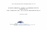 EXPLORING THE COMMUNITY IMPACT OF CRITICAL ACCESS HOSPITALS · PART I: Community Involvement and the Impact of Critical Access Hospitals Introduction The Medicare Rural Hospital Flexibility