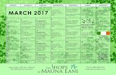 1 2 3 4 MARCH 2017 - The Shops at Mauna Lani · 68-1330 Mauna Lani Drive Phone: (808) 885-9501 shopsatmaunalani.com SUNDAY MONDAY TUESDAY WEDNESDAY THURSDAY FRIDAY SATURDAY 1 Japanese