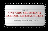 EQAO ONTARIO SECONDARY SCHOOL LITERACY TEST Final... · transportation. The first UW solar ... Ontario Secondary School Literacy (OSSLT) bunk. this 2015 AL L in this to ... EQAO: