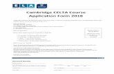 Cambridge CELTA Course Application Form 2018 .Cambridge CELTA Course Application Form 2018 Please