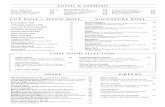 SUSHI & SASHIMI - Great Kosher Restaurants Magazine · SUSHI & SASHIMI CUT ROLL HAND ROLL share GREENS Toro Scallion Roll 18 Yellowtail Jalapeno Roll 12 Avocado & Cucumber Roll 10