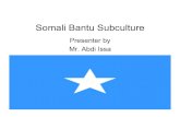 Somali Bantu Subculture · Somali Bantu Sub-culture • The Bantu compose of 6 sub-clans as:- Mashunguli, Mijindo, Manyasa, Makuwa, Mizigua and Miyao. • The term Bantu refers to